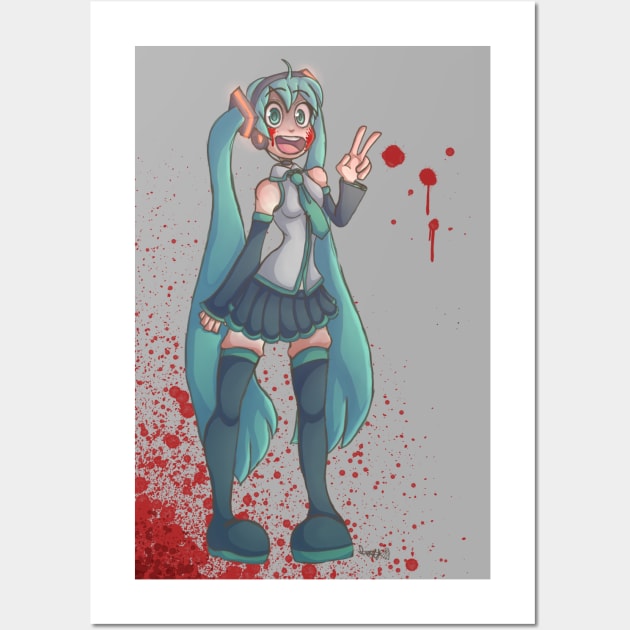 Miku Spilled Ketchup Everywhere Wall Art by BagelGirl